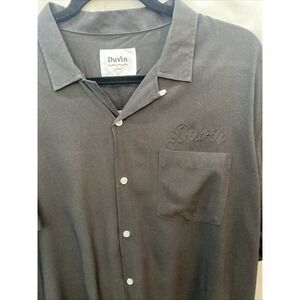 Duvin Design HAVE A DAY Leisure Short Sleeve Cabana Shirt‎ In Black Size L